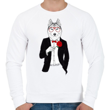 PRINTFASHION Mr. Wolf - Férfi pulóver - Fehér férfi pulóver, kardigán