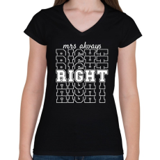 PRINTFASHION Mrs always right páros 2 - Női V-nyakú póló - Fekete