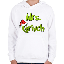 PRINTFASHION Mrs grinch - Gyerek kapucnis pulóver - Fehér gyerek pulóver, kardigán