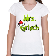 PRINTFASHION Mrs grinch - Női V-nyakú póló - Fehér női póló