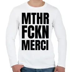 PRINTFASHION Mthr fckn Merci póló - Férfi hosszú ujjú póló - Fehér