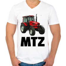 PRINTFASHION MTZ Traktor - Férfi V-nyakú póló - Fehér férfi póló