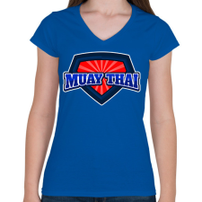 PRINTFASHION MUAY THAI 2 - Női V-nyakú póló - Királykék női póló
