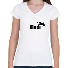 PRINTFASHION Mudi- kutyás minta - Női V-nyakú póló - Fehér női póló