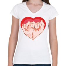 PRINTFASHION Műkörmös - Női V-nyakú póló - Fehér női póló