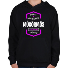 PRINTFASHION Műkörmös prémium minőség - Gyerek kapucnis pulóver - Fekete