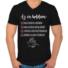 PRINTFASHION Műköröm - Férfi V-nyakú póló - Fekete
