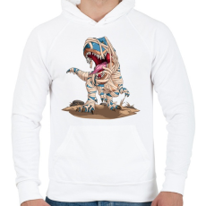 PRINTFASHION Mumia T-rex - Férfi kapucnis pulóver - Fehér