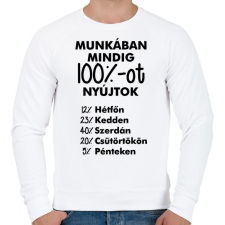 PRINTFASHION Munkában mindig 100%-ot nyújtok - Férfi pulóver - Fehér férfi pulóver, kardigán
