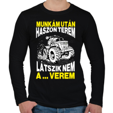 PRINTFASHION Munkám után haszon terem, látszik nem a ... verem. - Férfi hosszú ujjú póló - Fekete