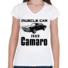 PRINTFASHION muscle car 1969 camaro - Női V-nyakú póló - Fehér