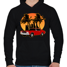 PRINTFASHION Muscle car - Férfi kapucnis pulóver - Fekete