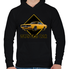 PRINTFASHION Muscle car - Férfi kapucnis pulóver - Fekete férfi pulóver, kardigán