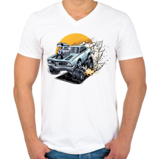 PRINTFASHION muscle-car - Férfi V-nyakú póló - Fehér