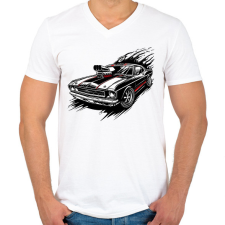 PRINTFASHION Muscle car - Férfi V-nyakú póló - Fehér férfi póló