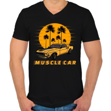 PRINTFASHION muscle car - Férfi V-nyakú póló - Fekete férfi póló