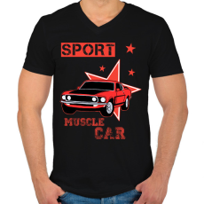 PRINTFASHION Muscle car - Férfi V-nyakú póló - Fekete