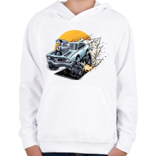 PRINTFASHION muscle-car - Gyerek kapucnis pulóver - Fehér gyerek pulóver, kardigán
