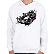 PRINTFASHION Muscle car - Gyerek kapucnis pulóver - Fehér gyerek pulóver, kardigán
