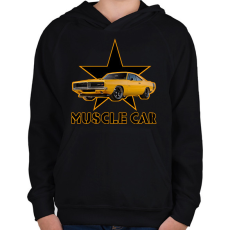PRINTFASHION Muscle car - Gyerek kapucnis pulóver - Fekete