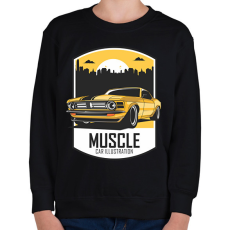 PRINTFASHION Muscle car - Gyerek pulóver - Fekete