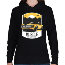 PRINTFASHION Muscle car - Női kapucnis pulóver - Fekete