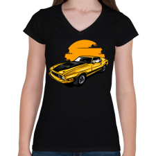 PRINTFASHION muscle car - Női V-nyakú póló - Fekete női póló