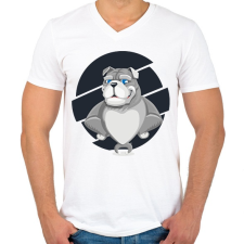 PRINTFASHION Muscle dog - Férfi V-nyakú póló - Fehér férfi póló