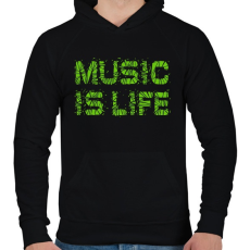 PRINTFASHION Music is life - Férfi kapucnis pulóver - Fekete