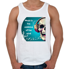 PRINTFASHION Music is the medicine - Férfi atléta - Fehér atléta, trikó