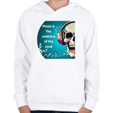 PRINTFASHION Music is the medicine - Gyerek kapucnis pulóver - Fehér