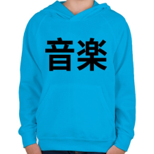 PRINTFASHION Music japan - Gyerek kapucnis pulóver - Azúrkék gyerek pulóver, kardigán