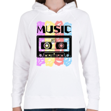 PRINTFASHION MUSIC  - Női kapucnis pulóver - Fehér női pulóver, kardigán