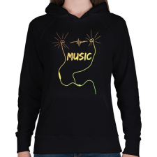 PRINTFASHION music - Női kapucnis pulóver - Fekete női pulóver, kardigán