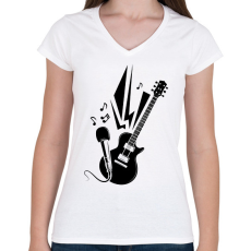 PRINTFASHION Music  - Női V-nyakú póló - Fehér