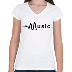 PRINTFASHION music - Női V-nyakú póló - Fehér