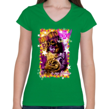 PRINTFASHION MUSIC ROCK - Női V-nyakú póló - Zöld női póló