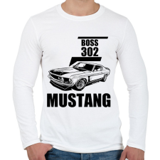 PRINTFASHION mustang boss 302 - Férfi hosszú ujjú póló - Fehér férfi póló