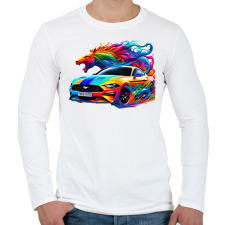 PRINTFASHION Mustang - Férfi hosszú ujjú póló - Fehér férfi póló