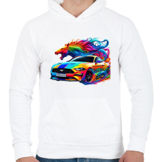 PRINTFASHION Mustang - Férfi kapucnis pulóver - Fehér
