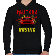 PRINTFASHION MUSTANG RACING 2 - Férfi kapucnis pulóver - Fekete férfi pulóver, kardigán