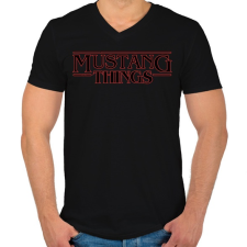 PRINTFASHION Mustang Things - Férfi V-nyakú póló - Fekete férfi póló