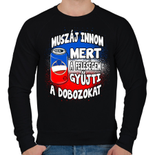 PRINTFASHION Muszáj innom mert a feleségem gyűjti a dobozokat - Férfi pulóver - Fekete férfi pulóver, kardigán
