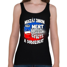 PRINTFASHION Muszáj innom mert a feleségem gyűjti a dobozokat  - Női atléta - Fekete