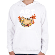 PRINTFASHION Művészet a szupererőm - Gyerek kapucnis pulóver - Fehér gyerek pulóver, kardigán