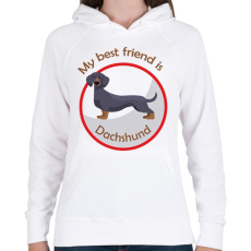 PRINTFASHION My best friend - Dachshund - Női kapucnis pulóver - Fehér