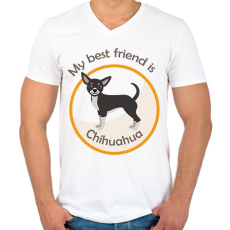 PRINTFASHION My best frined - Chihuahua - Férfi V-nyakú póló - Fehér