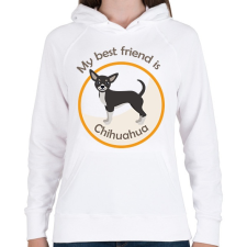 PRINTFASHION My best frined - Chihuahua - Női kapucnis pulóver - Fehér női pulóver, kardigán
