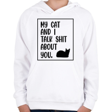 PRINTFASHION My cat and I - black - Gyerek kapucnis pulóver - Fehér gyerek pulóver, kardigán