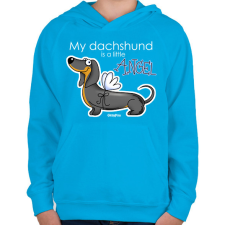 PRINTFASHION "My dachshund is a little ANGEL" - Gyerek kapucnis pulóver - Azúrkék gyerek pulóver, kardigán
